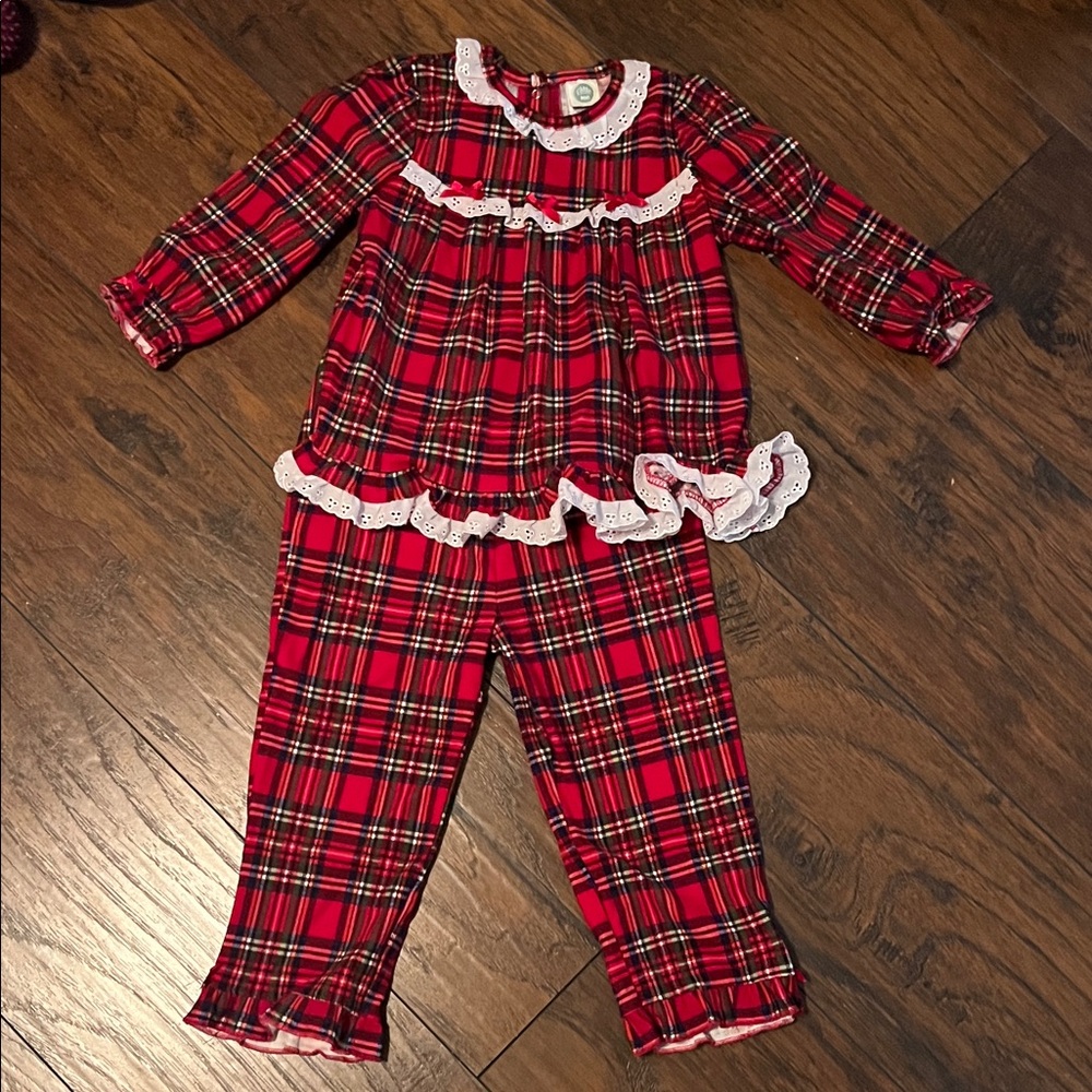 Little Me Red Plaid Girls Pajamas